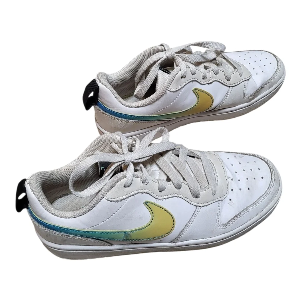 Nike White and Yellow Big Kids Court Borough Low 2 SE GCEL - Size 5Y